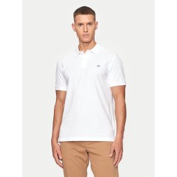 Gant Тениска с яка и копчета Shield 2220 Бял Slim Fit