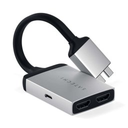 Адаптер Satechi USB-C to Dual HDMI 4K Adapter (ST-TCDHAS), 2x USB-C(м) към 2x HDMI(ж), 4K@60Hz, сребрист