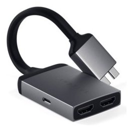 Преходник Satechi 41633, USB-C към Dual HDMI, поддръжка на 4K, сив