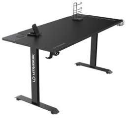Компютърно бюро Ultradesk Momentum (UDESK-MM-BK), 150 x 70 x 75 cm, кука за слушалки, държач за чаша, стойка, USB хъб, черно