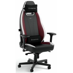 Геймърски стол noblechairs Legend Black/White/Red (NBL-LGD-GER-BWR), до 150kg, PU синтетична кожа, стоманена база, лумбална опора, черно-червено-бял