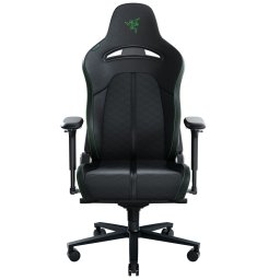 Геймърски стол Razer Enki (RZ38-03720100-R3G1), до 136kg, еко кожа, мемори пяна, метална база, коригиране височина, черен/зелен