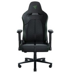 Геймърски стол Razer Enki X (RZ38-03880100-R3G1), до 136kg, еко кожа, мемори пяна, метална база, коригиране височина, черен/зелен