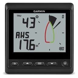 Ветроходен уред Garmin GNX Wind (010-01142-30), подходящ за платноходи, 4"(10.16 cm) LCD монохромен дисплей, 2 полета за данни и дигитална роза на ветровете, показва данните за истинския и вимпелния вятър, пилот за управлението, IPX7 защита