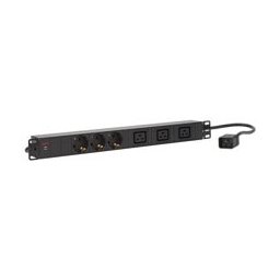 Разклонител AEG PDU 16-2 (6000006832), за 19" шкаф, PDU, 3x заземени GE гнезда/3x IEC320 C19, черен