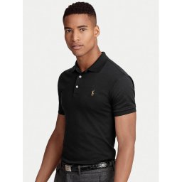 Polo Ralph Lauren Тениска с яка и копчета Ssl-Knt 710685514002 Черен Slim Fit