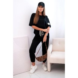 Kesi Włoski Women's viscose set with short sleeves and trousers black