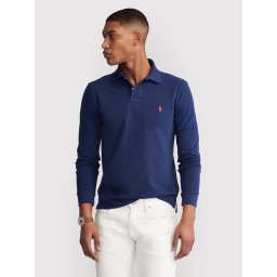 Polo Ralph Lauren Тениска с яка и копчета 710681126038 Тъмносин Slim Fit