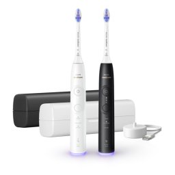 PHILIPS 2бр Sonicare Четка за зъби с акумулаторна батерия 3 режима 3 степени Сензор за натиск калъфи черна и бяла