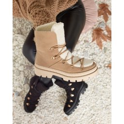 Resti Beige women's insulated trapper boots with sheepskin Lery Walk
