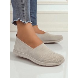 Resti Beige Callista women's slip-ons - lightweight fabric shoes with flat soles