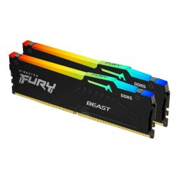 Памет 16GB (2x8GB) DDR5 5600MT/s, Kingston Fury Beast RGB Black XMP, KF556C40BBAK2-16, 1.25V