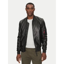 Alpha Industries Кожено яке Ma-1 156141 Черен Slim Fit