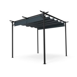 Blumfeldt Pantheon Robust Pergola, 3x3 м стомана с прахово покритие, устойчива на атмосферни влияния със странични ролети (GDI17-PRobust-3x3DG)