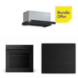 Klarstein Velaire индукционен плот + Velaire фурна за вграждане + Velaire телескопчен абсорбатор | 60 см (10047354+10047413+10047358)