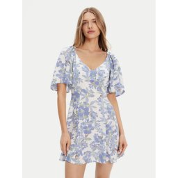 Roxy Лятна рокля Mercado Mini Crepe ERJWD03868 Бял Regular Fit