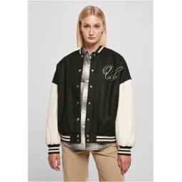 Women's Oversized Jacket Big U College Black/Pale White