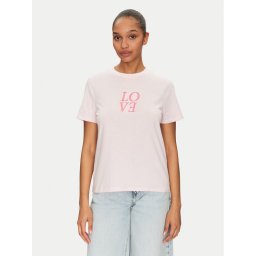 Pieces Тишърт Skylar 17155376 Розов Regular Fit