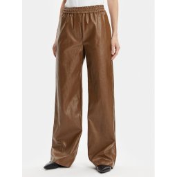 Max Mara Leisure Панталони от имитация на кожа Brezza 2415131141 Кафяв Wide Leg