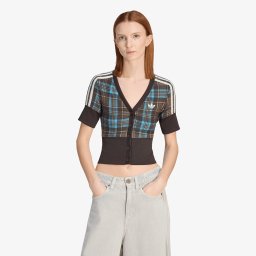 Тениска adidas Checked V-Neck Shirt With Buttons Multicolor XS