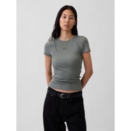 Дамска оребрена тениска с логото на GAP