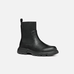 Black Girls Ankle Boots Geox Junette - Girls