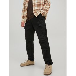 Jack & Jones Текстилни панталони Ace 12216664 Черен Carrot Fit