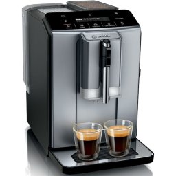 Кафеавтомат Bosch VeroCafe TIE20504, LCD дисплей, 15 бара, 1.4 л, Керамична мелачка, MilkMagic Pro, Система SensoFlow, Сребрист