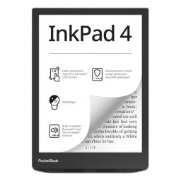 Електронен четец PocketBook InkPad 4 PB743G - 7.8" E-Ink Carta 1200, 32GB, SMARTlight, IPX8 водоустойчив, Wi-Fi, Bluetooth, Сребрист