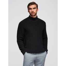 Ombre Men's classic cotton turtleneck sweater - black