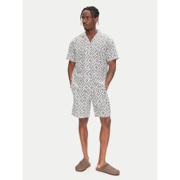 Jack & Jones Комплект от риза и текстилни шорти Seersucker 12284648 Сив Relaxed Fit
