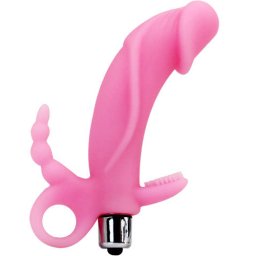 Вибратор за G-точка с анална приставка "DOLLOPS PINK" 13 см.