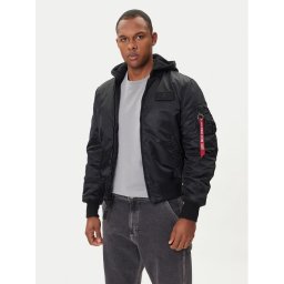 Alpha Industries Яке бомбър MA-1 Zip Hood Back Print 128113 Черен Regular Fit
