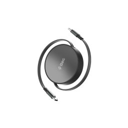 Data кабел ttec USB-C to USB-C Mini Retractable 100W PD/QC 120cm Fast Charge Cable, Cosmic Black - Черен