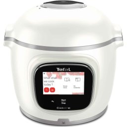 Смарт мултикукър с готвене под налягане Tefal Cook4me Touch Pro CY9441F2, 1600W, Керамичен незалепващ съд 6 л, 13 програми за готвене, Wi-Fi, LCD тъчскрийн, 250 рецепти, Бял