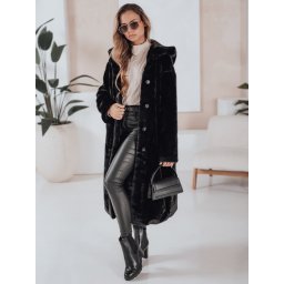Дамско черно кожено палто HELLOCHIC