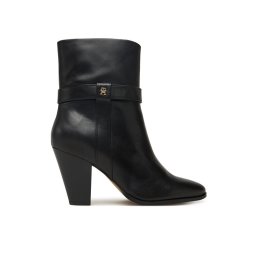 Tommy Hilfiger Боти Th T-Strap Leather Pointy Bootie FW0FW08984 Черен