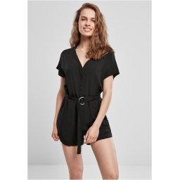 Women's jumpsuit with short viscose strap in black