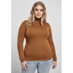 Women's basic turtleneck caramel sweater
