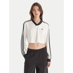 adidas Блуза adicolor Football Jacquard JV9740 Бял Loose Fit