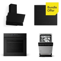 Klarstein Velaire индукционен котлон, съдомиялна, фурна, аспиратор (10047354+10047413+10047362+10047460)