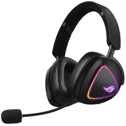 Слушалки Asus ROG Delta II, безжични/жични, Bluetooth, USB, Jack 3.5mm, микрофон, гейминг, 50mm титаниеви драйвери, RGB подсветка, 24-bit/96kHz аудио, до 110 часа време на работа, черни
