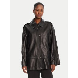 BOSS Кожено яке Salaha 50544445 Черен Relaxed Fit