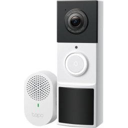 TP LINK нтелигентен видео звънец за врата Tapo D210, 2K QHD (2560×1440),160° зрителен ъгъл, microSD до 512 GB, 2.4Ghz, AI-разпоз