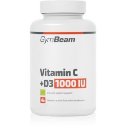 GymBeam Vitamin C + D3 1000 IU капсули за подпомагане на имунитета, костите и мускулите 90 гр.