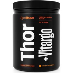 GymBeam Thor Fuel + Vitargo подобряване на спортните постижения с кофеин вкус Mango & Maracuja 600 гр.