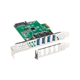 Мрежова карта Lanberg pci express x1 card->4x USB-A 3.1 gen1 low profile