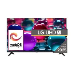 Телевизор LG 43UA73003LA, 43" 4K UltraHD TV 4K (3840x2160), DVB-T2/C/S2, webOS 25 Smart, ThinQ AI, Alpha 7 AI Processor, WiFi, HDR10 pro, HLG, ALLM/HGiG, 4K Upscaling, AI Sound pro, Multiple View, HDMI eARC, LAN, USB, Bluetooth, Google Cast, 2 Pole Stand,