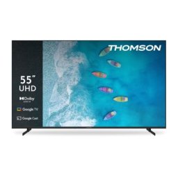 Телевизор Thomson 55" UHD Google TV; 3840 x 2160 (4K UHD), DLED, 60 Hz, Dolby Audio, Google Cast, DVB-T/T2/C/S/S2, HDR10, Wi-Fi, Bluetooth, LAN, HDMI 3 (2.1), USB 2 (2.0), AV IN, Hotel mode, Side Feet, Black