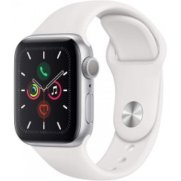 Smart Watch Apple Watch Series 5 - 40mm Silver Aluminium with White Sport Band MWV62